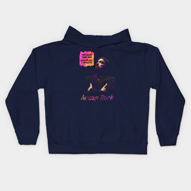 Aesop Rock popart Kids Hoodie by BAJAJU